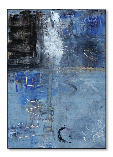 Abstraktes Bild in Blau und Grau. Peace