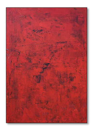 Abstrakte Malerei. Rotes Bild. Acryl auf Canvas