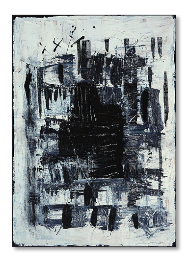 Bild. Abstrakte Malerei in schwarz weiss. Acryl auf Canvas.