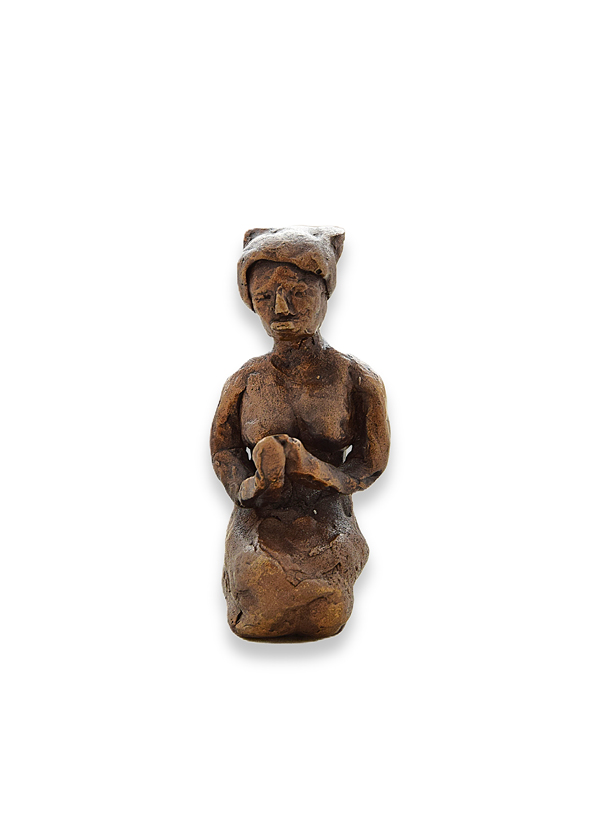 Skulptur aus Bronze. Kniend mit offenen Händen.