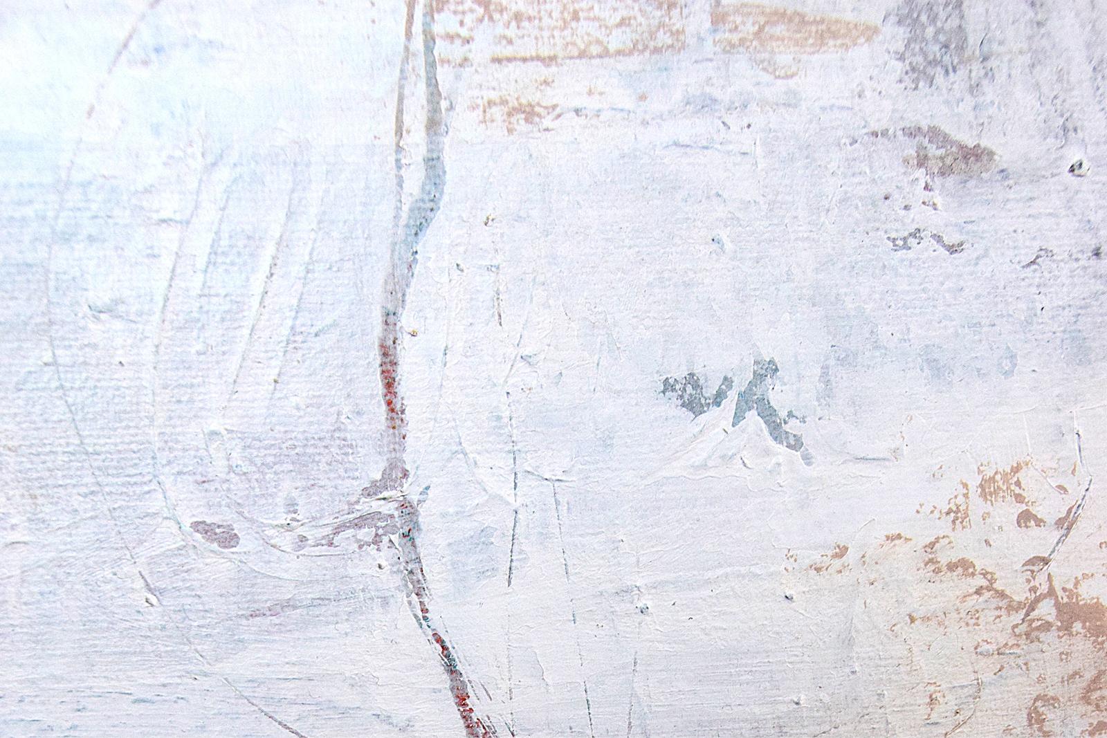 Detailansicht des abstrakten Gemäldes Stillness von Kathleen Sandböck mit feinen Farbschichten und Strukturspuren.